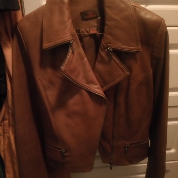 NEW Caramel Leather Moto Jacket - Picture 3 of 5